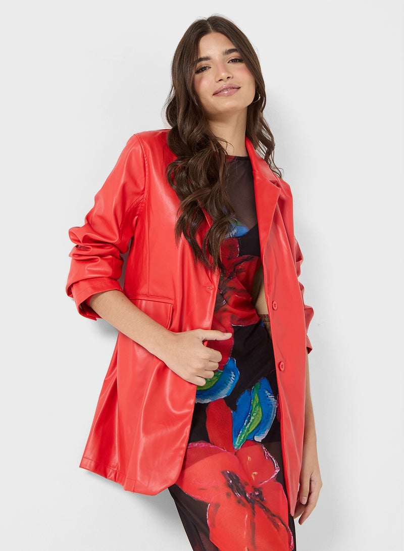 Longline Pu Leather Oversize Jacket