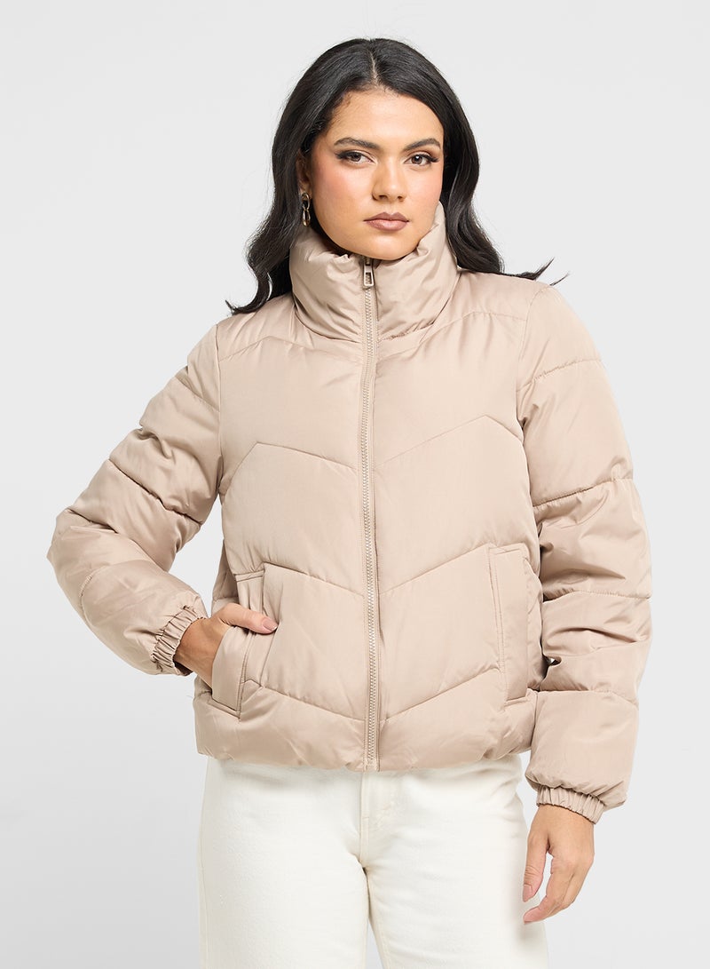 High Neck Zippered Jackets