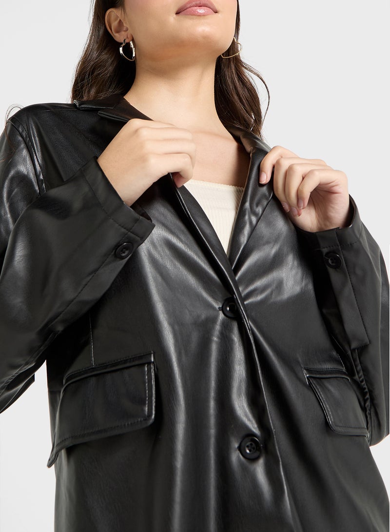 Longline Pu Leather Oversize Jacket