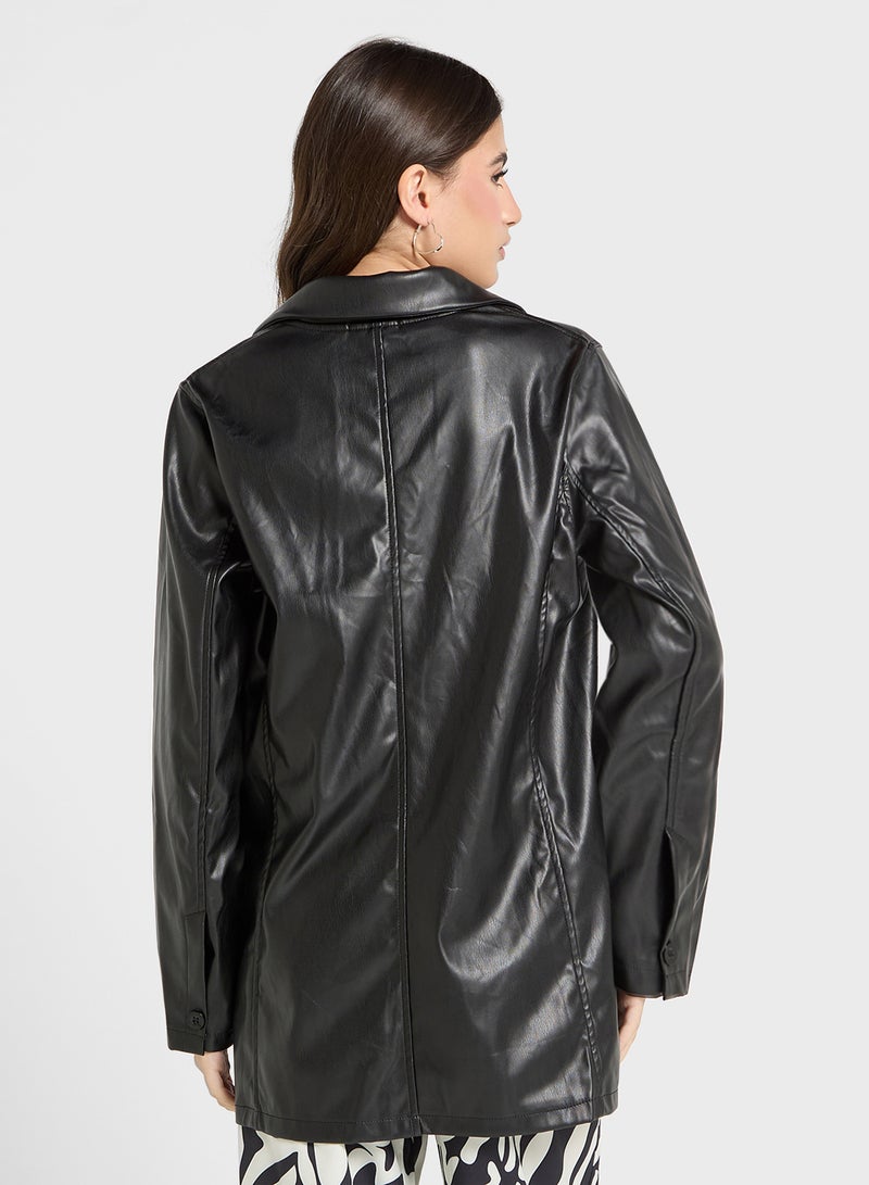 Longline Pu Leather Oversize Jacket