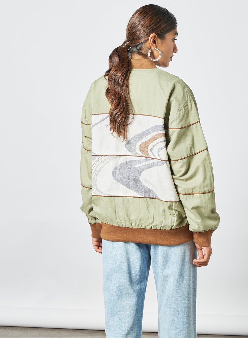 Contrast Graphic Bomber Jacket Multicolour