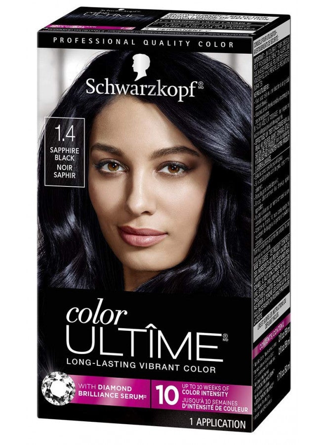 Color Ultime Permanent Hair Color Cream, 1.4 Sapphire Black