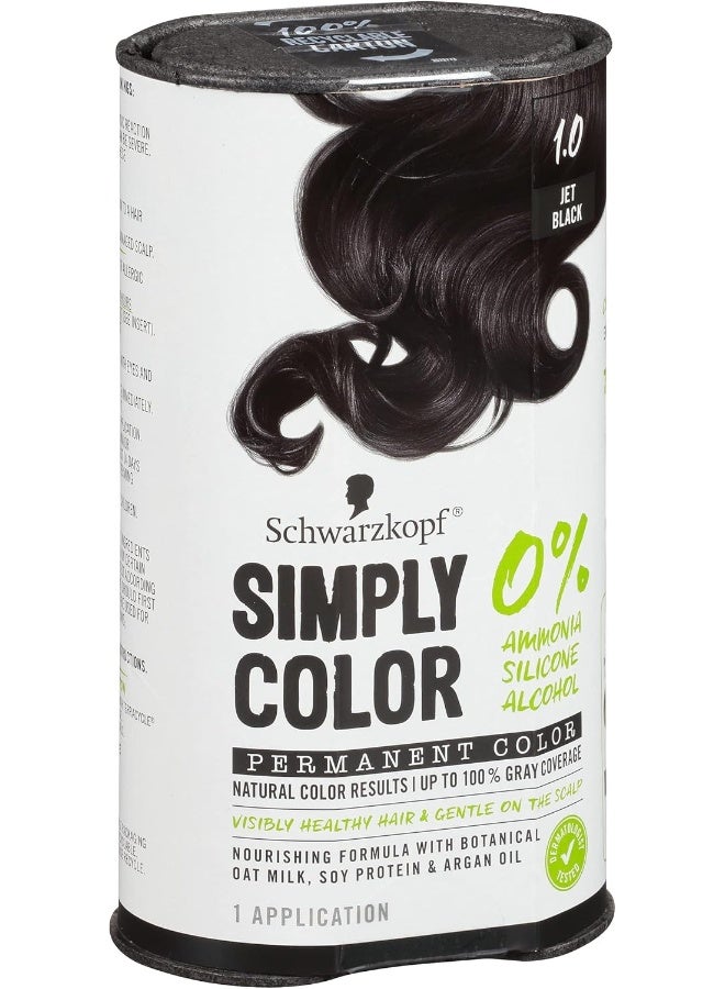 Simply Color Permanent Hair Color, 1.0 Jet Black