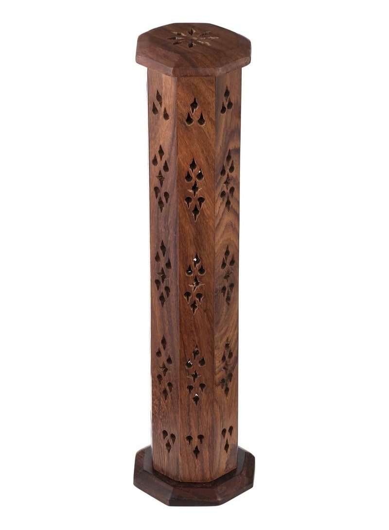 Wooden Tower Shape Mabkhara - Incense Stick Holder & Bhakhoor Burner for Home Fragrance & Decor