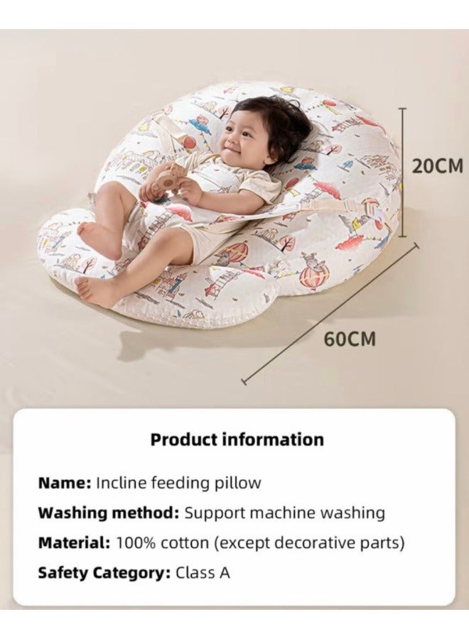 Baby Nursery Pillow, Removeable Breastfeeding Pillows, Toddler Bedding, Babies Nest for Sleeping, Anti vomit Milk Headrest for Newborn and Infant, 15 Degree Incline, for Better Night's Sleep