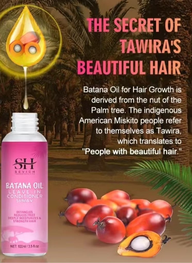 100ml Batana Oil Leave in Conditioner Spray Natural 100% Raw Batana Oil Hair Leave in Conditioner Detangles Reduce Frizz Hair Deeply Moisturize and Strengthen Hair