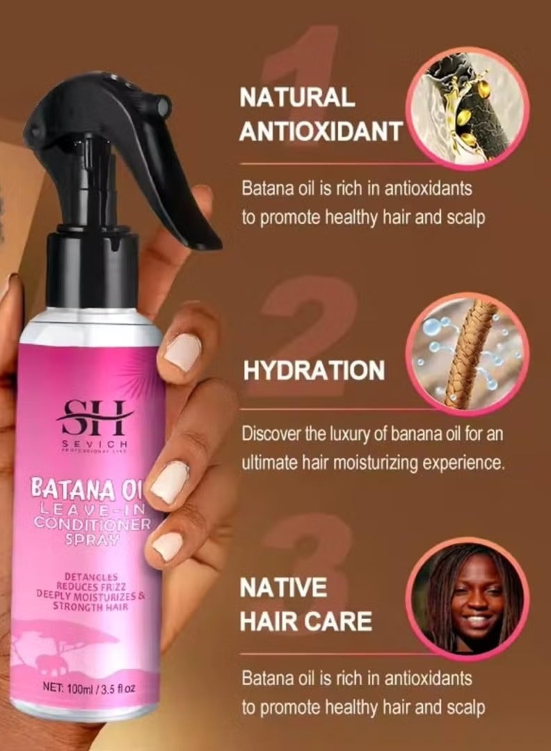 100ml Batana Oil Leave in Conditioner Spray Natural 100% Raw Batana Oil Hair Leave in Conditioner Detangles Reduce Frizz Hair Deeply Moisturize and Strengthen Hair