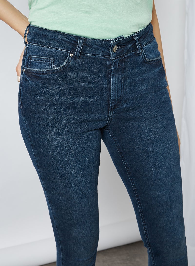 Mid Rise Skinny Fit Jeans Dark Blue Denim