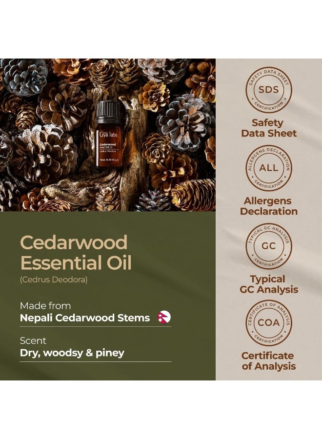 Cedarwood Essential Oil For Hair And Diffuser Essential Oil Cedarwood Oil For HairAromatherapy & Skin (0.34 Fl Oz) 100% Pure