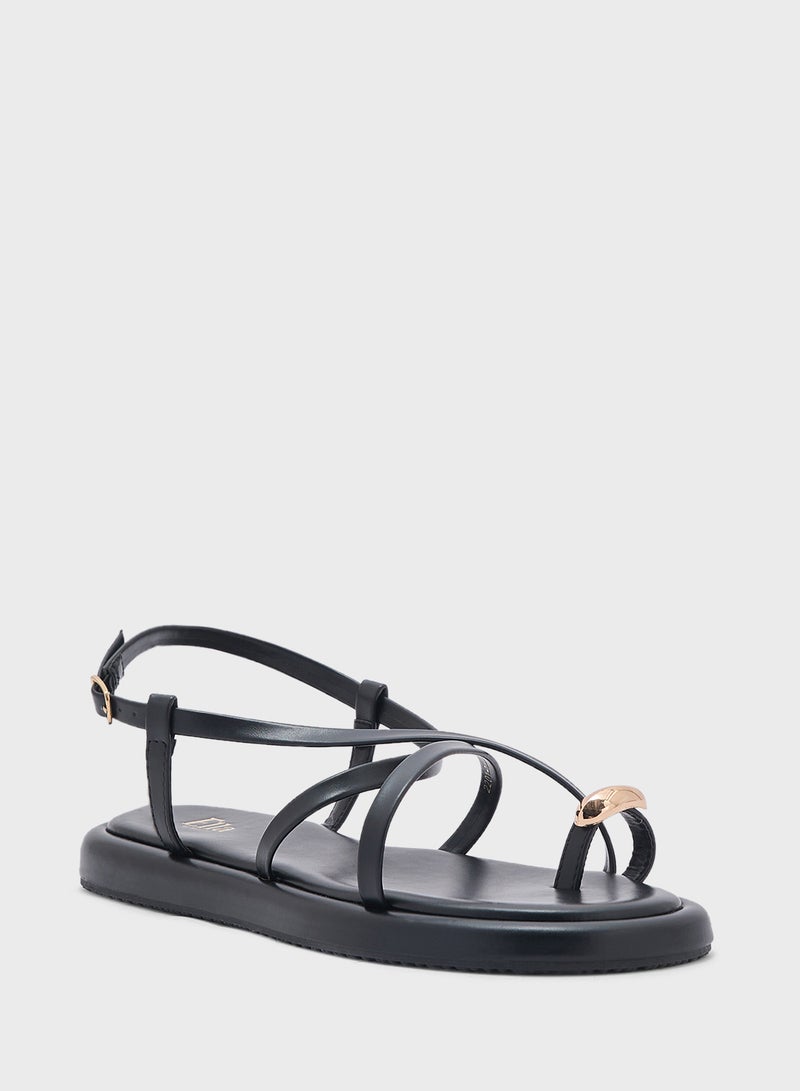 Metal Trim Toe Post Strappy Sandal