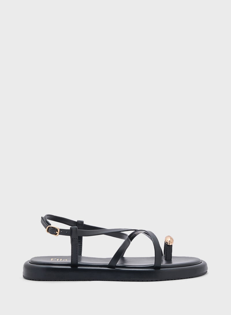 Metal Trim Toe Post Strappy Sandal