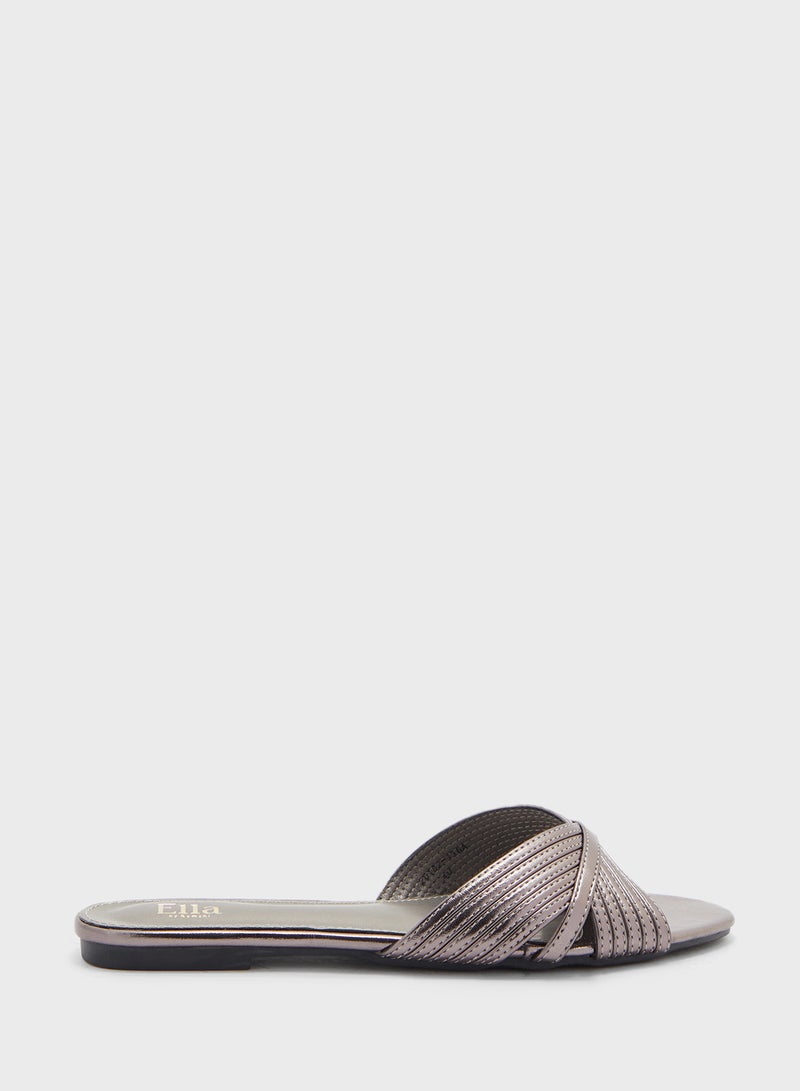 Metallic Stitch Detail Sandal