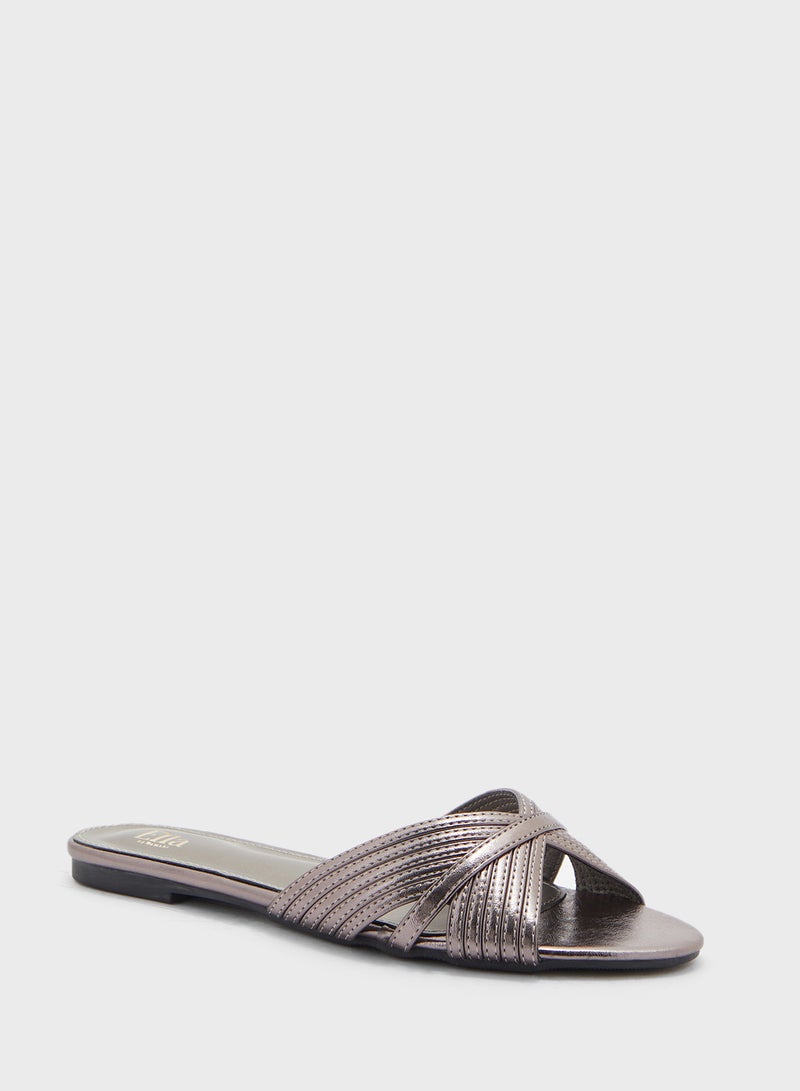 Metallic Stitch Detail Sandal