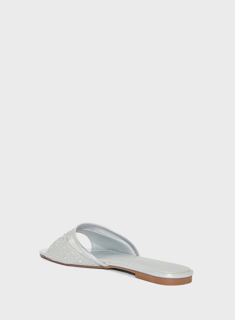 Diamante Mesh Flat Sandal