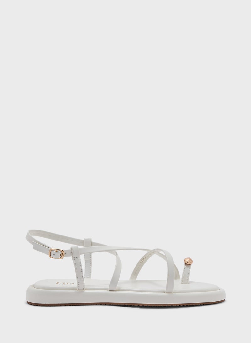 Metal Trim Toe Post Strappy Sandal