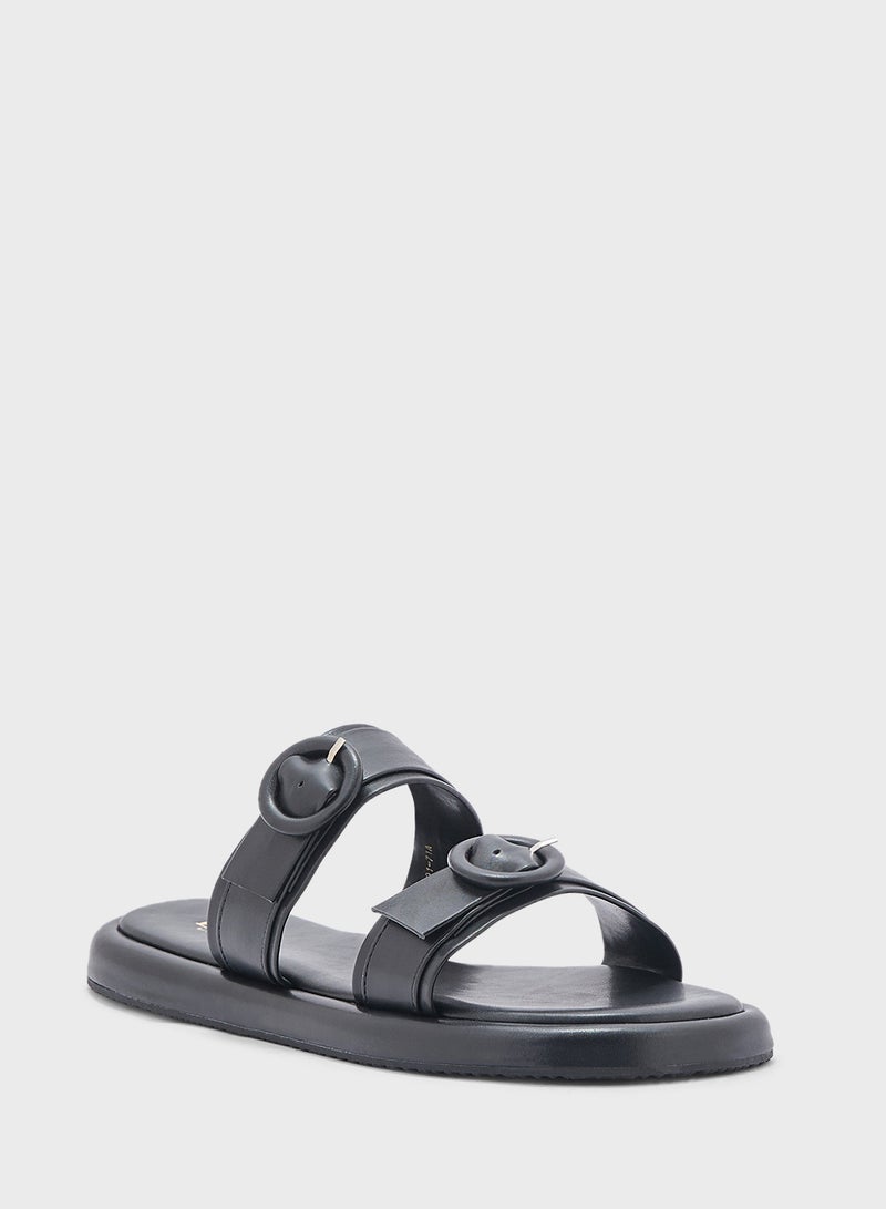 Diamante Trim Double Strap Sandal