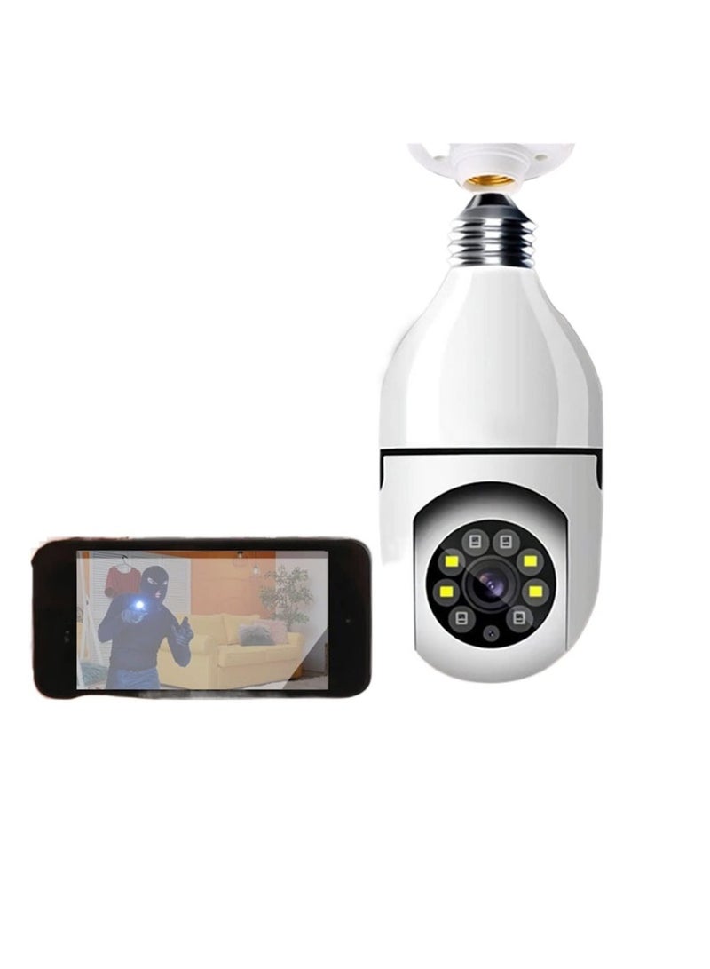 Smart Home Security 360° Panoramic WiFi IP Camera E27 Bulb | 2-Way Intercom, Night Vision | Full Color Tech | Humanoid Detection | HD Playback | Multi-Device Viewing | Easy Setup & Installation