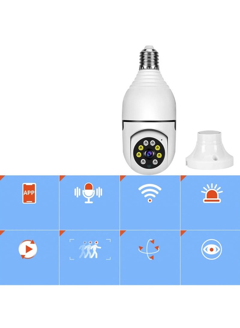 Smart Home Security 360° Panoramic WiFi IP Camera E27 Bulb | 2-Way Intercom, Night Vision | Full Color Tech | Humanoid Detection | HD Playback | Multi-Device Viewing | Easy Setup & Installation