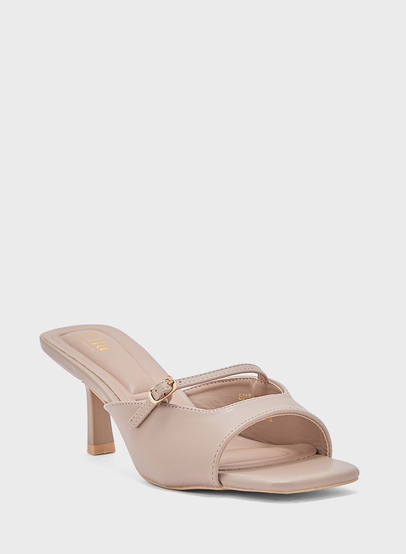 Buckle Detail Mule Sandal