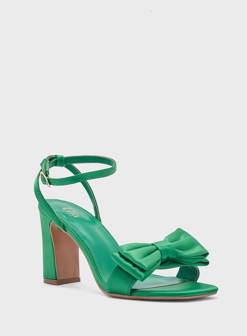 Bow Detail Block Heel Backstrap Sandal