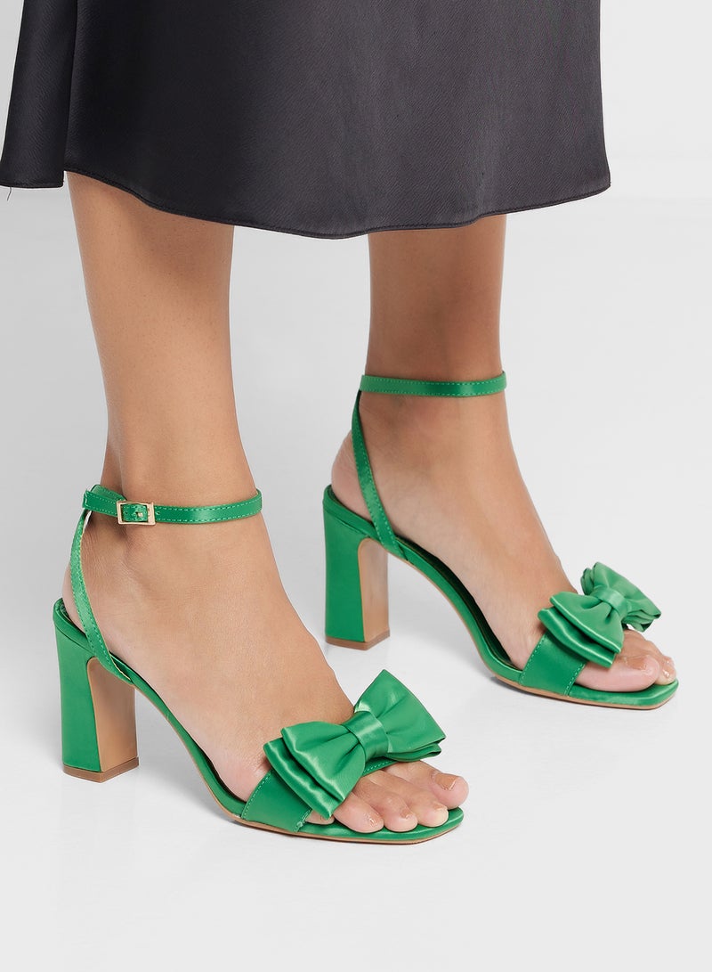 Bow Detail Block Heel Backstrap Sandal