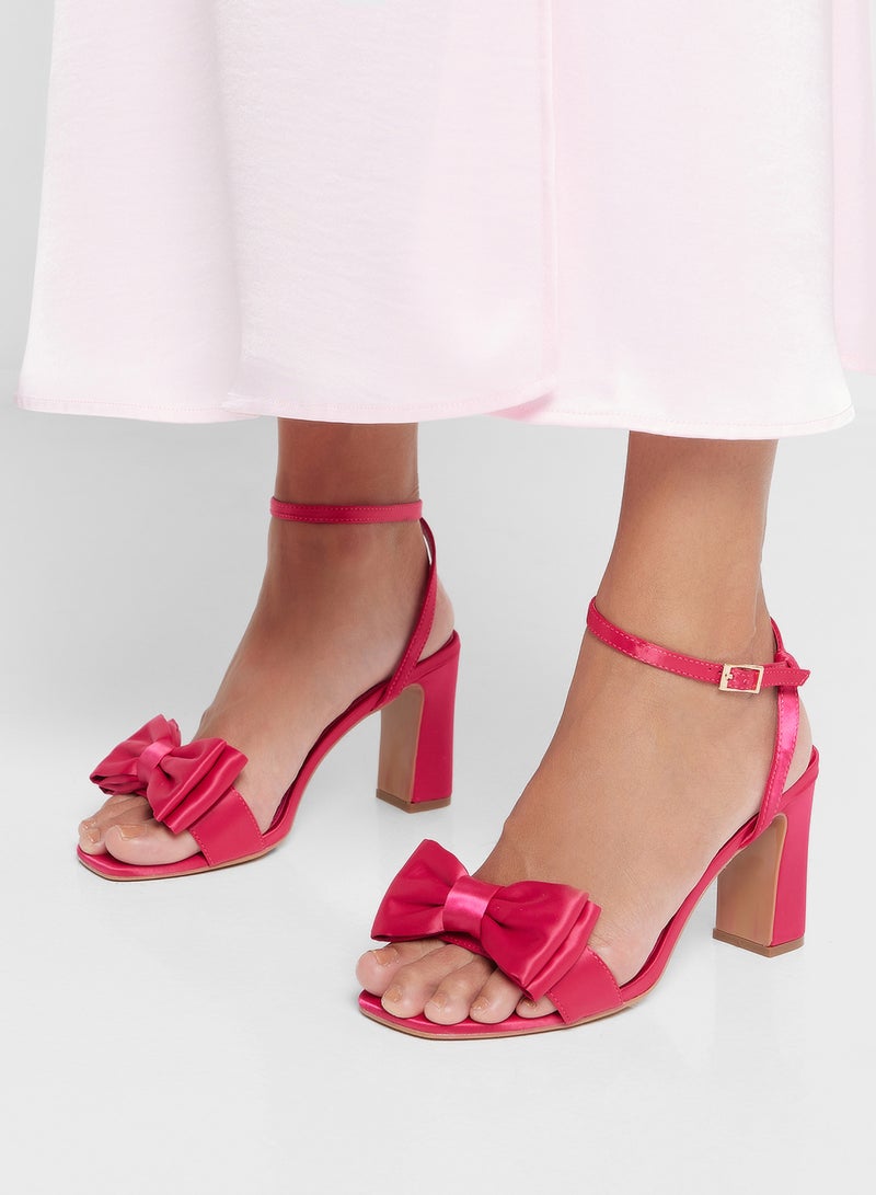 Bow Detail Block Heel Backstrap Sandal