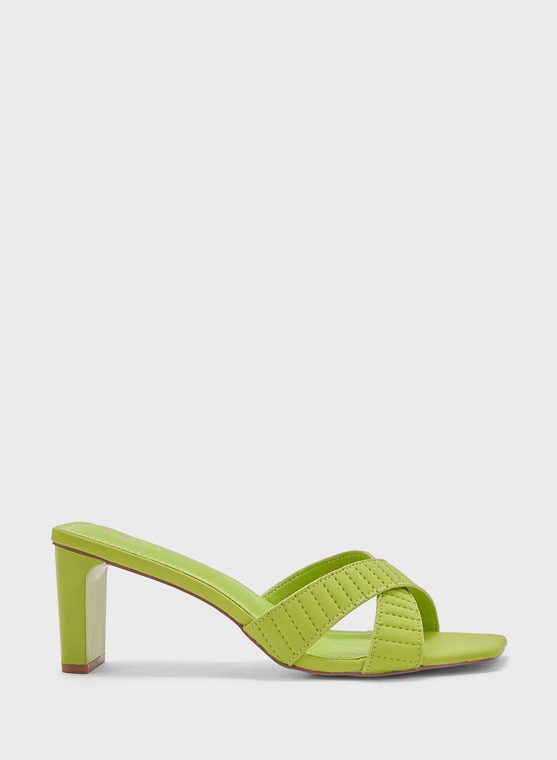 Cross Strap Mule Heel Sandal