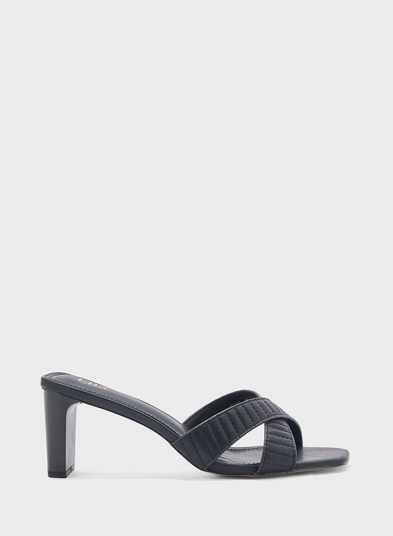 Cross Strap Mule Heel Sandal