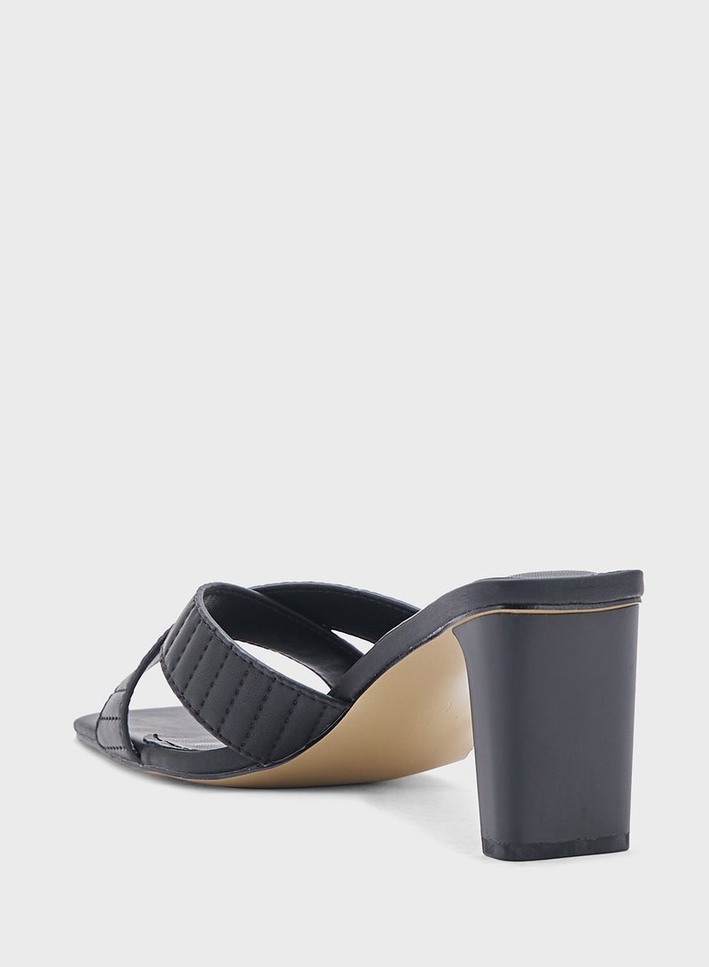 Cross Strap Mule Heel Sandal