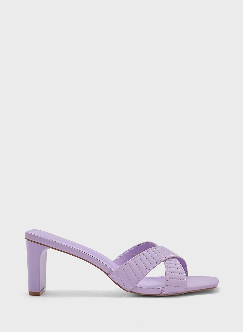 Cross Strap Mule Heel Sandal