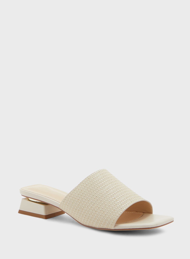 Textured Square Toe Mule Sandal