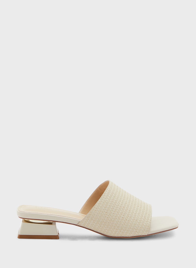 Textured Square Toe Mule Sandal