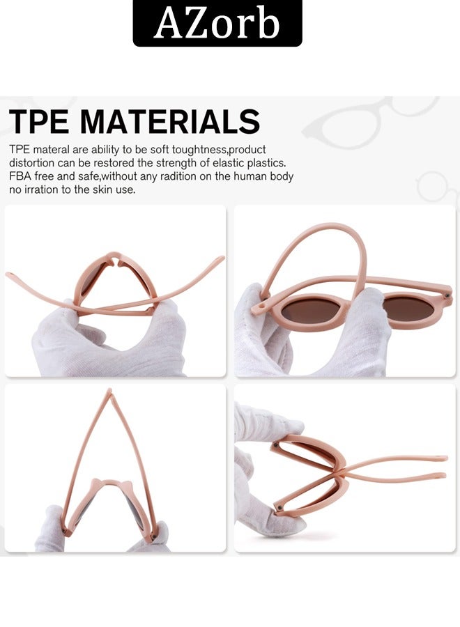 Baby Sunglasses Polarized with Adjustable Strap Round Flexible Rubber Shades Babies Sun Glasses for Kids Toddler Newborn Infant Boys Girls Age 0-3 Pink