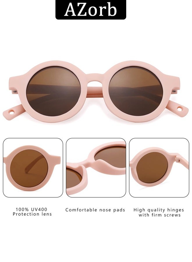 Baby Sunglasses Polarized with Adjustable Strap Round Flexible Rubber Shades Babies Sun Glasses for Kids Toddler Newborn Infant Boys Girls Age 0-3 Pink