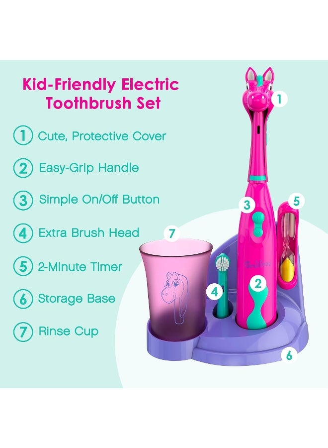 Kid'S Electric Toothbrush Set Prancy The Pony New & Improved With Softer Bristles