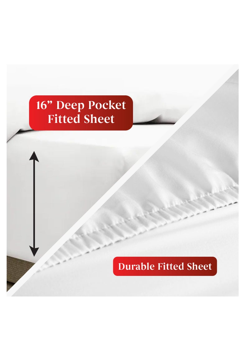 Infinitee Xclusives Fitted Sheet Queen Size – 1 Piece 60”x80” deep Pocket White Queen Size Fitted Sheets only, Fitted Bed Sheets – Lightweight Soft Microfiber, Shrink and Fade Resistant Fitted Sheets