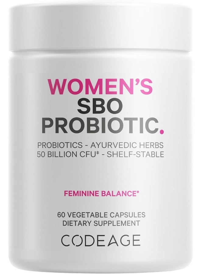 Women’S Probiotics Supplement 50 Billion Cfus Sbo Probiotics & Prebiotics Cranberries Feminine Health Fermented Botanical Blend, Whole Food Supplement Vegan, Non-Gmo 60 Capsules