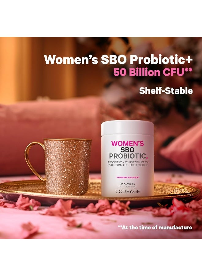 Women’S Probiotics Supplement 50 Billion Cfus Sbo Probiotics & Prebiotics Cranberries Feminine Health Fermented Botanical Blend, Whole Food Supplement Vegan, Non-Gmo 60 Capsules