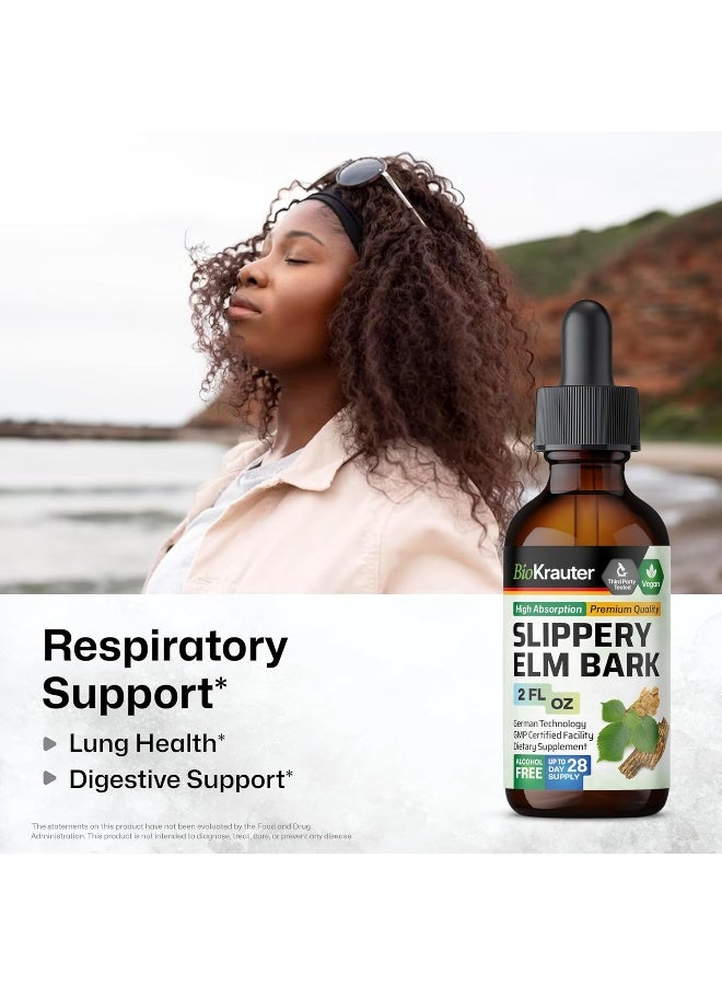 Mauwe Herbs Slippery Elm Bark Liquid Drops Organic Slippery Elm Tincture Respiratory Supplements For Digestive Health, Ulmus Rubra Herb 2 Fl. Oz, Usp Vegetable Glycerin