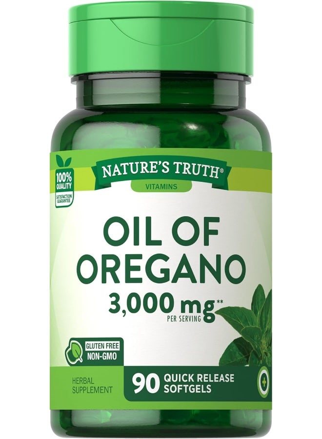 Oregano Oil Softgel Capsules | 90 Count | Contains Carvacrol | Non-Gmo, Gluten Free | By