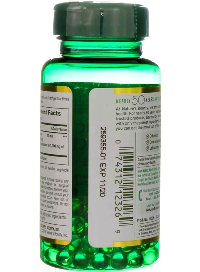 Nature's Bounty Garlic Extract 1000 mg, 100 Rapid Release Softgels (Pack of 6)