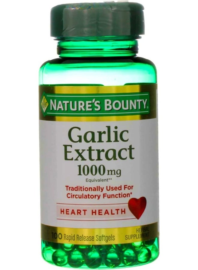 Nature's Bounty Garlic Extract 1000 mg, 100 Rapid Release Softgels (Pack of 6)