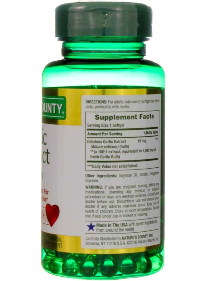 Nature's Bounty Garlic Extract 1000 mg, 100 Rapid Release Softgels (Pack of 6)