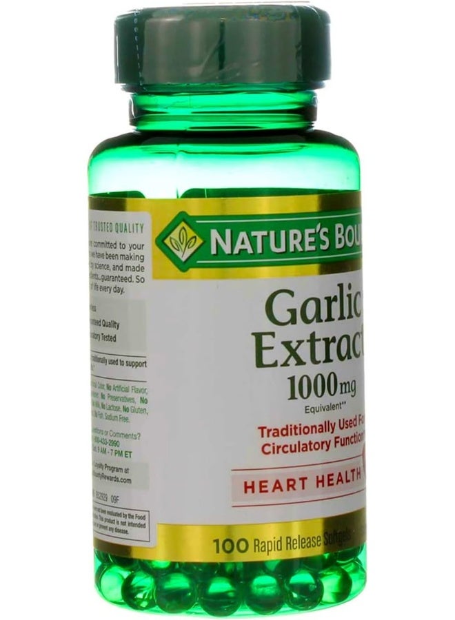 Nature's Bounty Garlic Extract 1000 mg, 100 Rapid Release Softgels (Pack of 6)