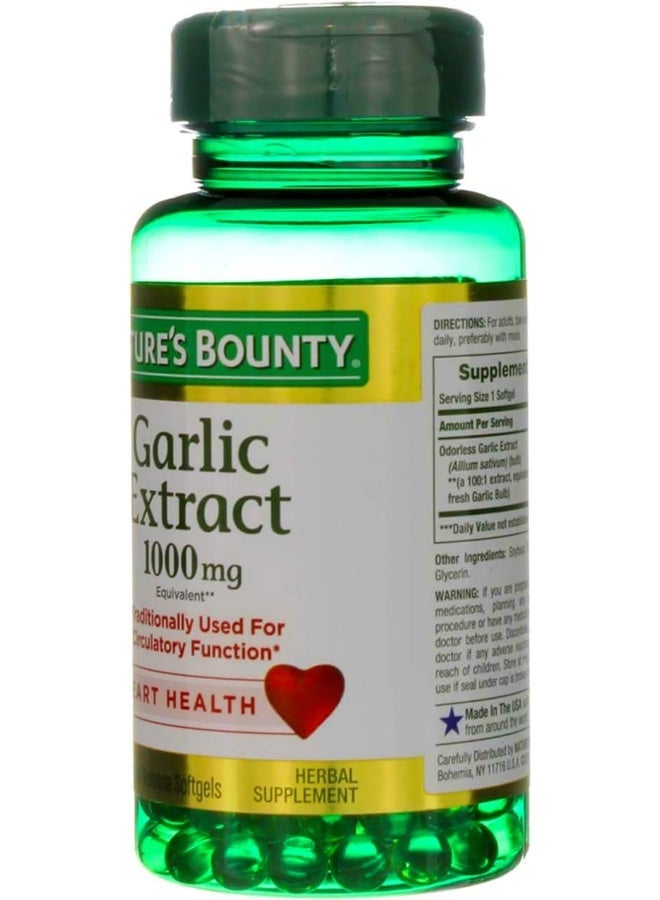 Nature's Bounty Garlic Extract 1000 mg, 100 Rapid Release Softgels (Pack of 6)