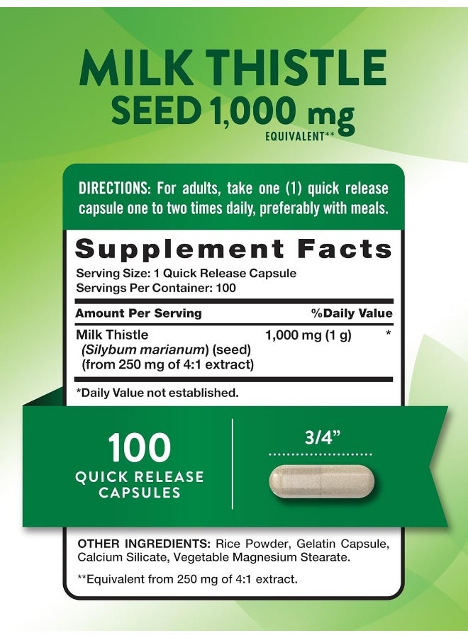 Milk Thistle Seed Extract 1000 Mg, 100 Count