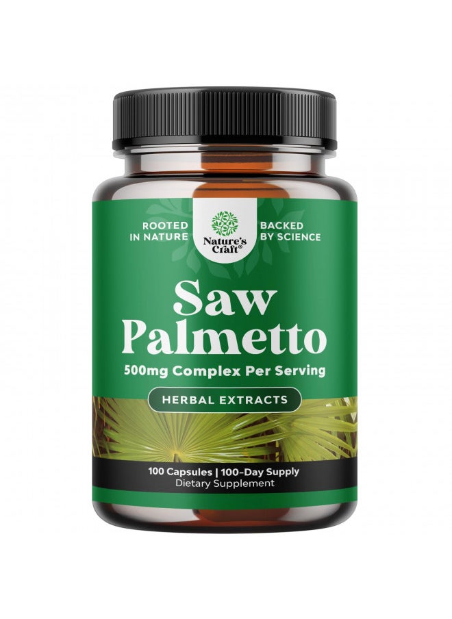 Extra Strength Saw Palmetto Extract - Advanced Saw Palmetto for Women and Men's Hair Growth and Urinary Support with Plant Sterols and Flavonoids - 500mg Herbal Saw Palmetto Supplement - 100 Capsules