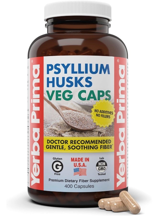 Psyllium Husks Veg Caps, 400 Capsules (625Mg) Vegan, Non-Gmo, Gluten Free, Colon Cleanser, Daily Fiber Supplement