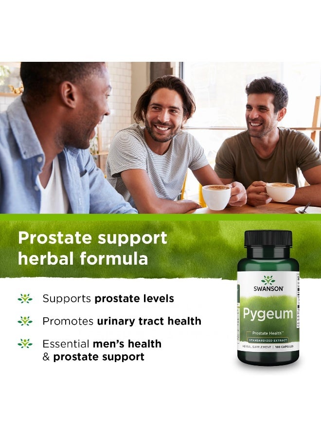 Pygeum 100 Capsules, 125 Mg Each Herbal Supplement For Male Prostate Health, Bladder, And Urinary Tract Support