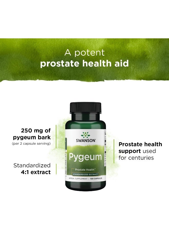 Pygeum 100 Capsules, 125 Mg Each Herbal Supplement For Male Prostate Health, Bladder, And Urinary Tract Support